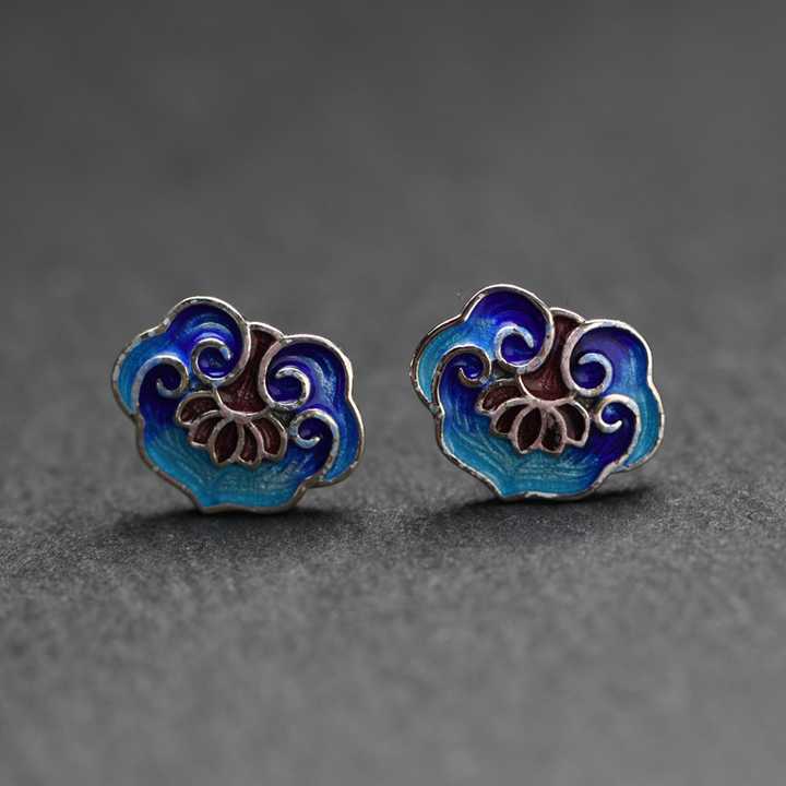 "Blue Lotus" earrings in 925 silver