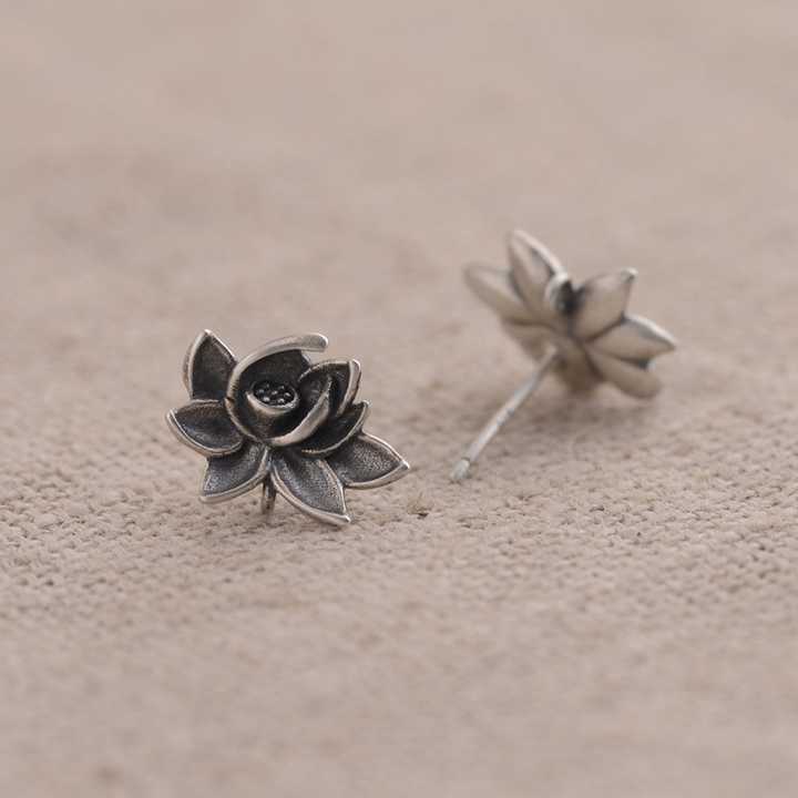 "Lotus flower" earrings, 925 silver