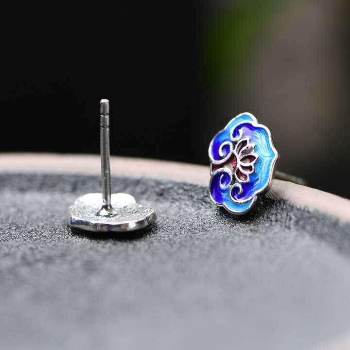 "Blue Lotus" earrings in 925 silver