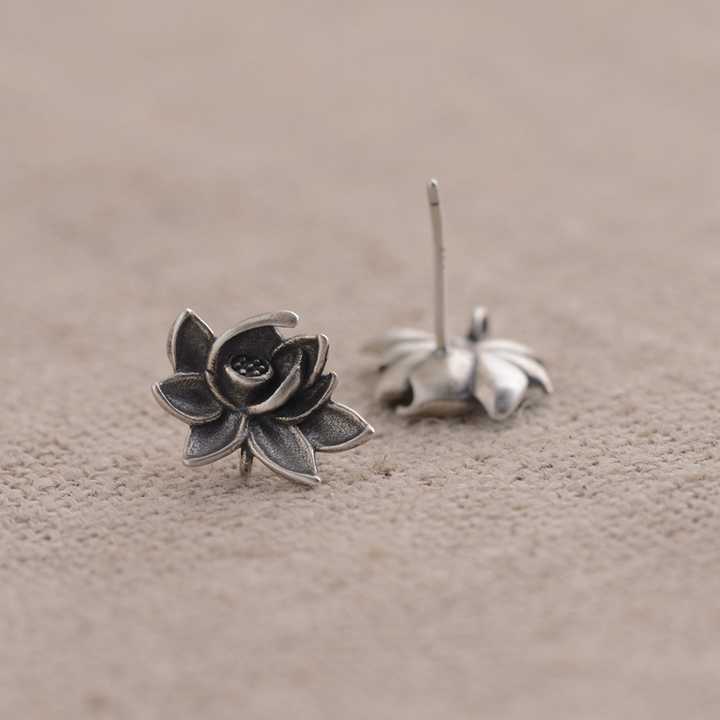 "Lotus flower" earrings, 925 silver