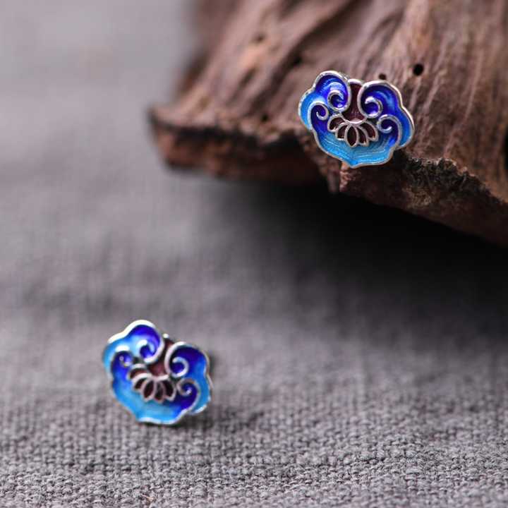 "Blue Lotus" earrings in 925 silver