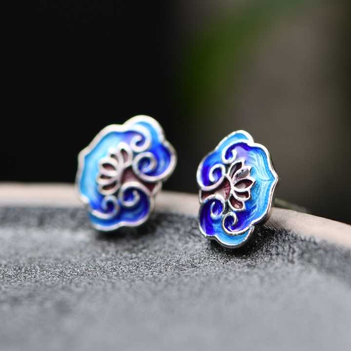 Pendientes "Loto azul" plata 925