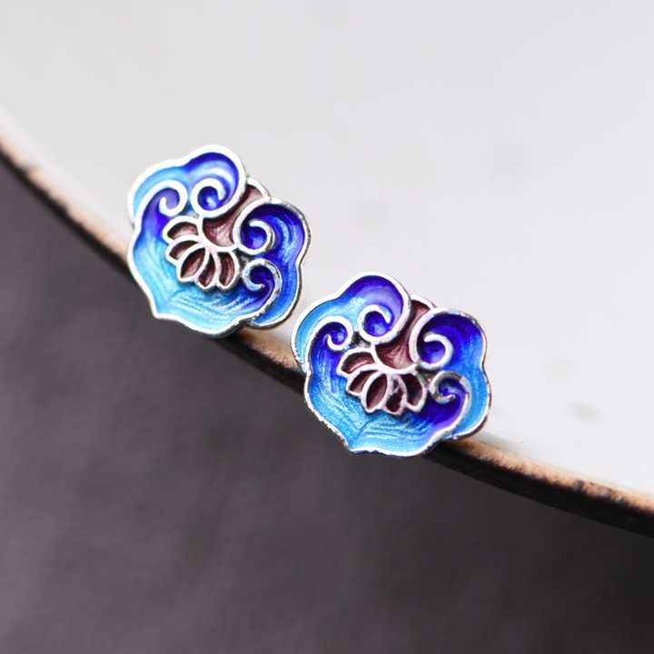 "Blue Lotus" earrings in 925 silver