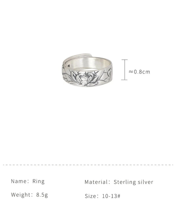 "Mini lotus flower" ring in 925 silver