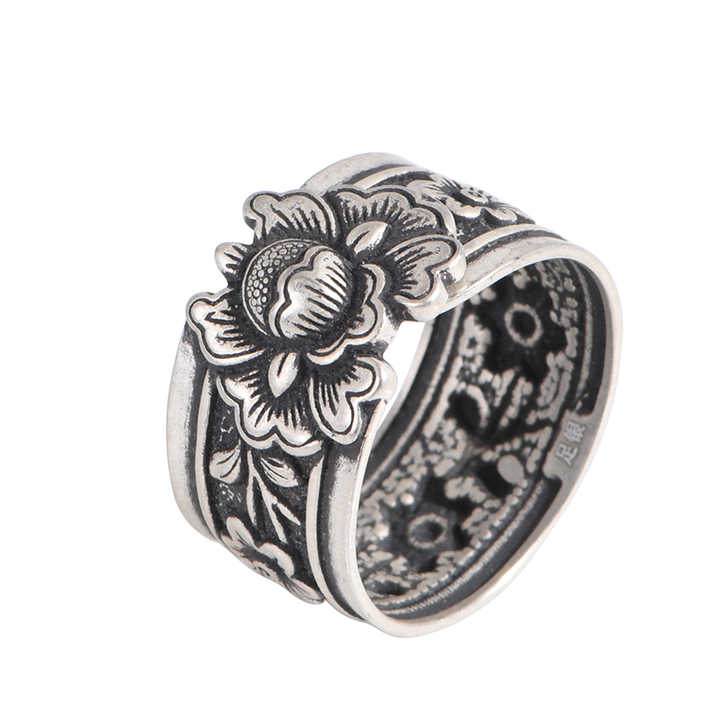 "Peony" ring in 990 silver