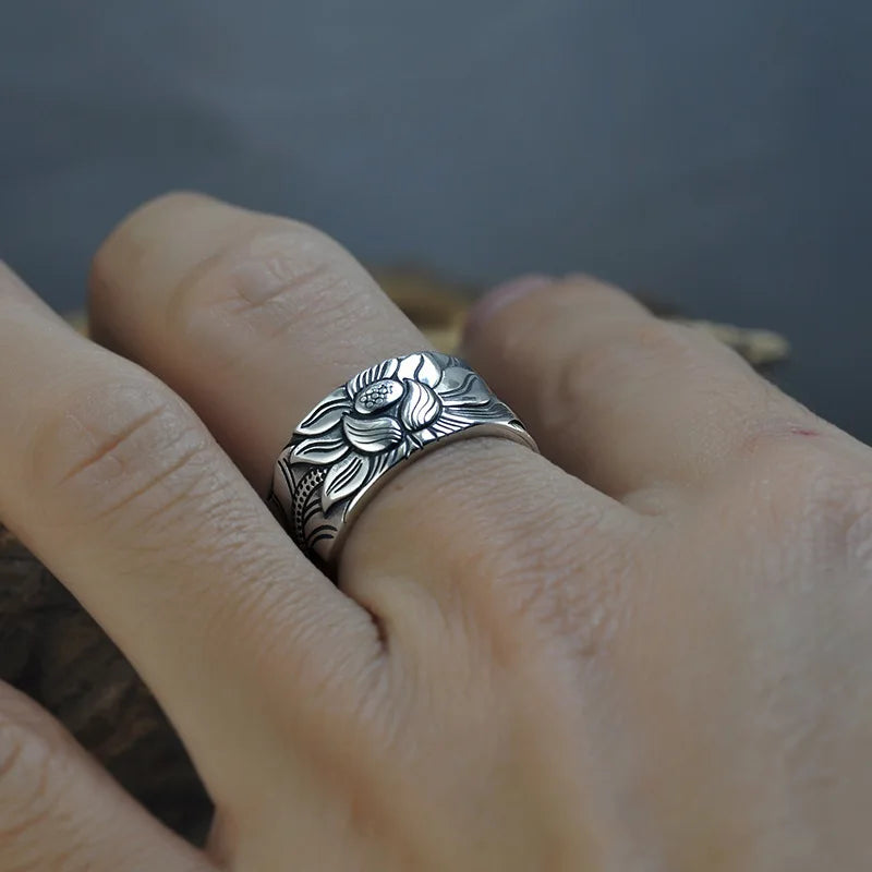 "Lotus flower" ring in 925 silver