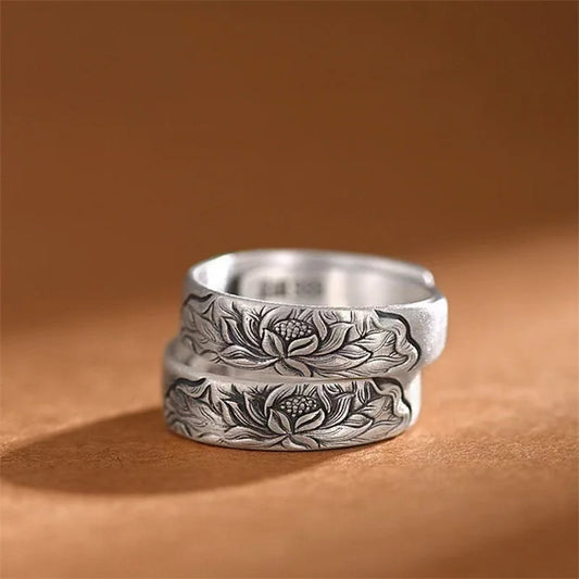 "Mini lotus flower" ring in 925 silver