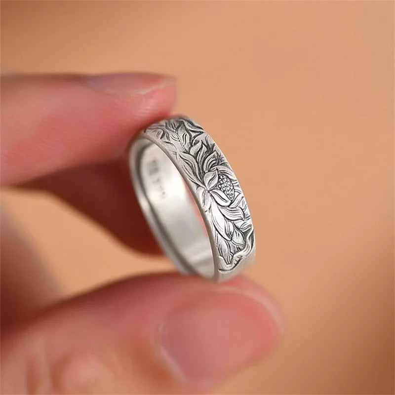 "Mini lotus flower" ring in 925 silver